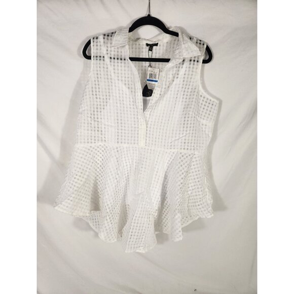 NWT Cupio Womens 2 Piece Top Peplum White Retro Y2K Fairycore XL - Picture 1 of 4